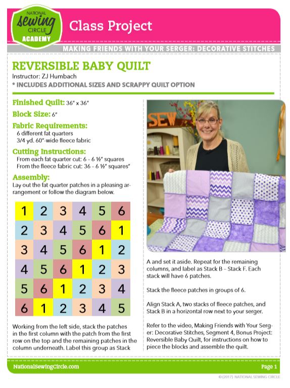 Reversible baby quilt class project