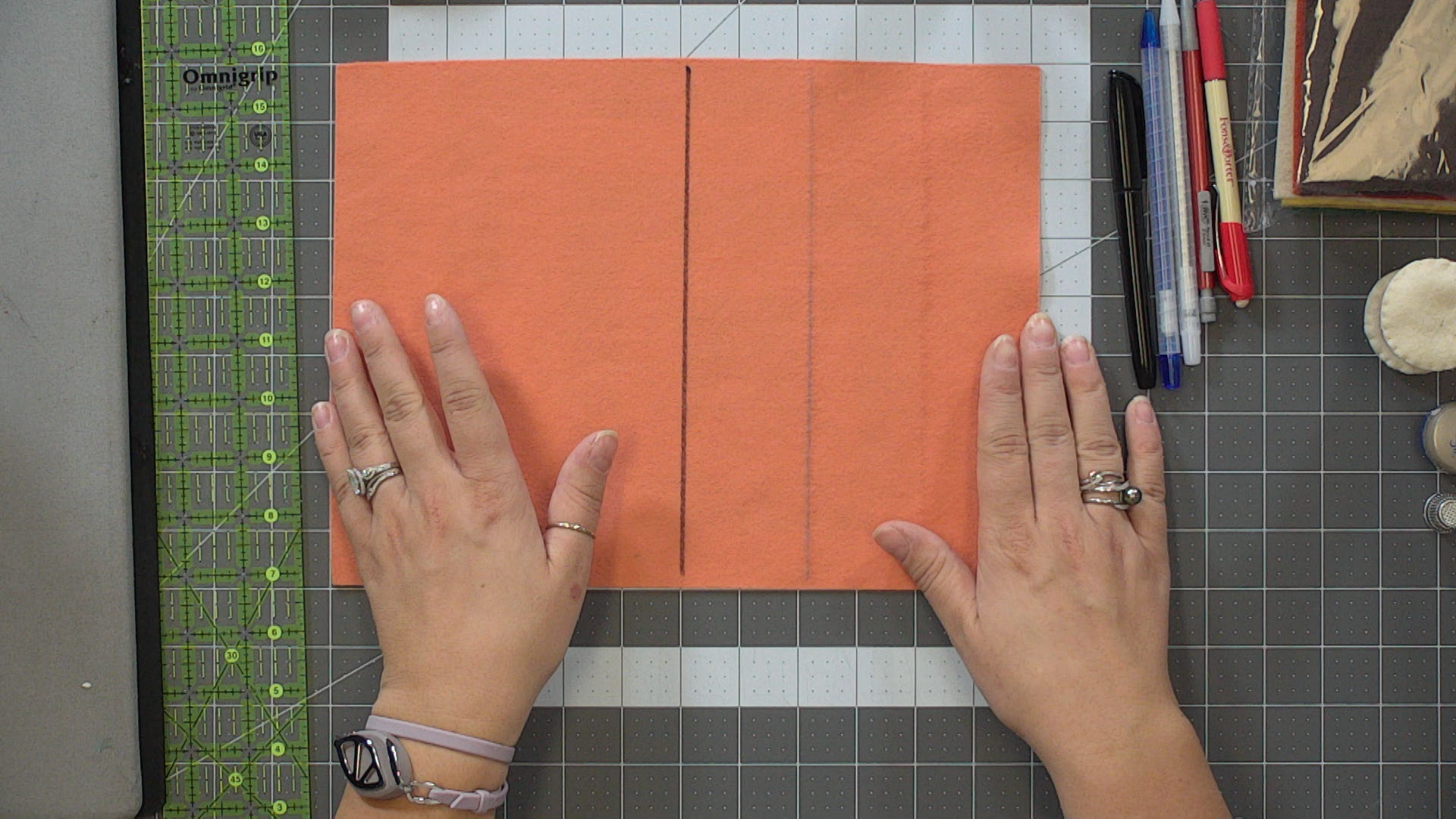 Orange felt fabric piece