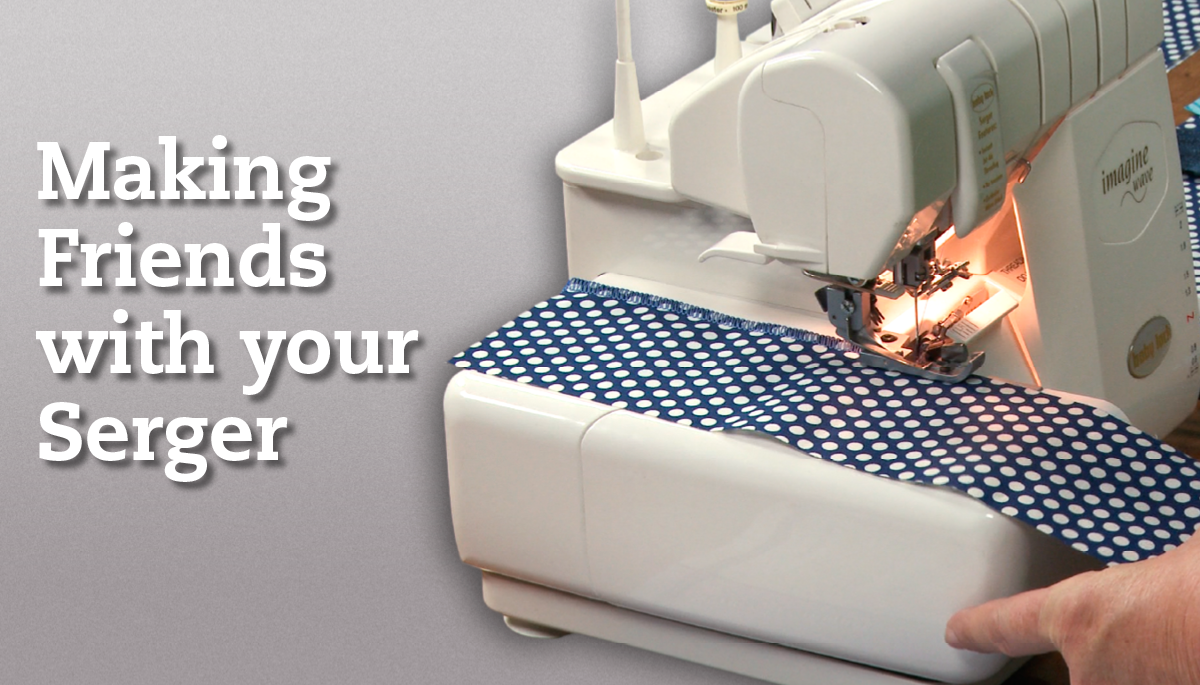 Sewing polka dot fabric on a serger