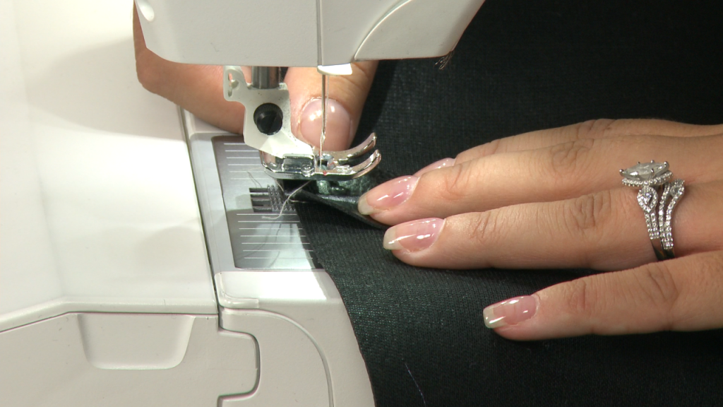 Sewing black fabric with a sewing machine