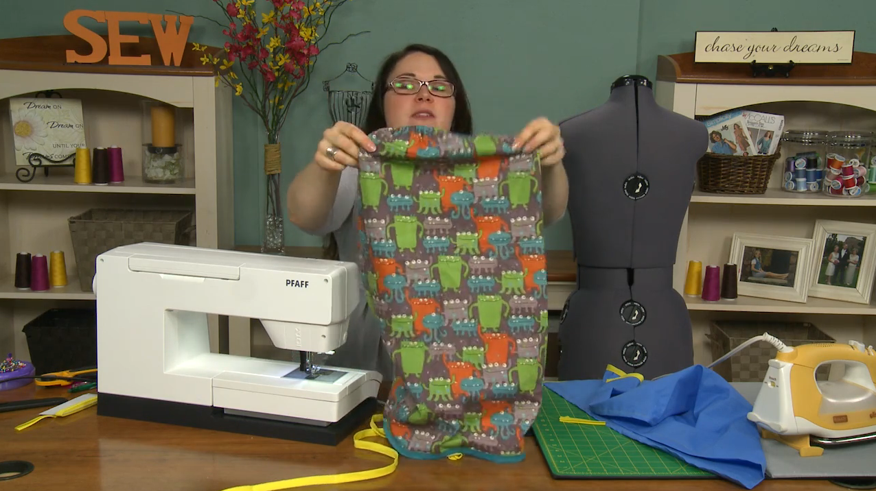 Making a superhero cape with cute monster fabric