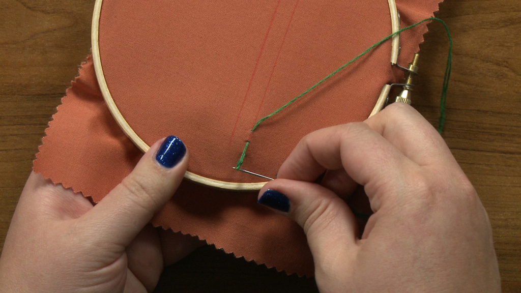 Stitching in an embroidery loop
