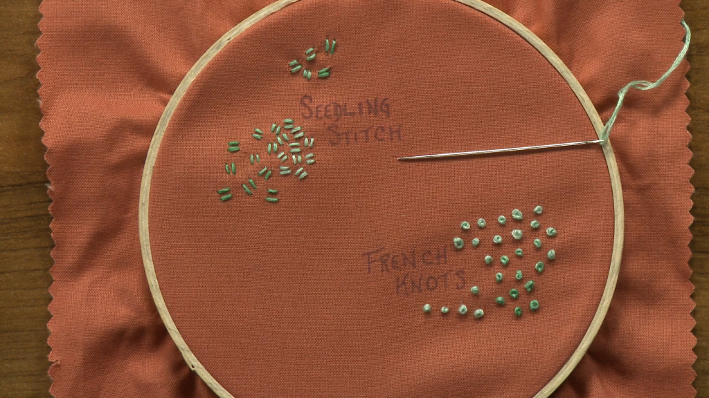 Seeding and french knot stitches