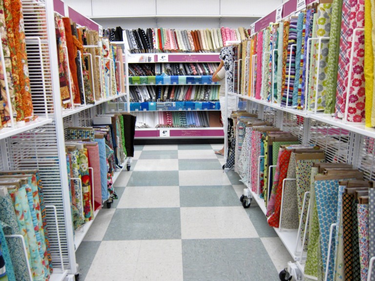 Fabric store aisle