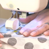 Sewing polka dot fabric with a sewing machine