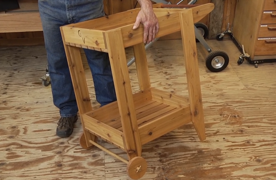 Wooden rolling cart