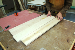 Arranging wood boards