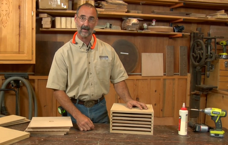 Man with small table saw storage