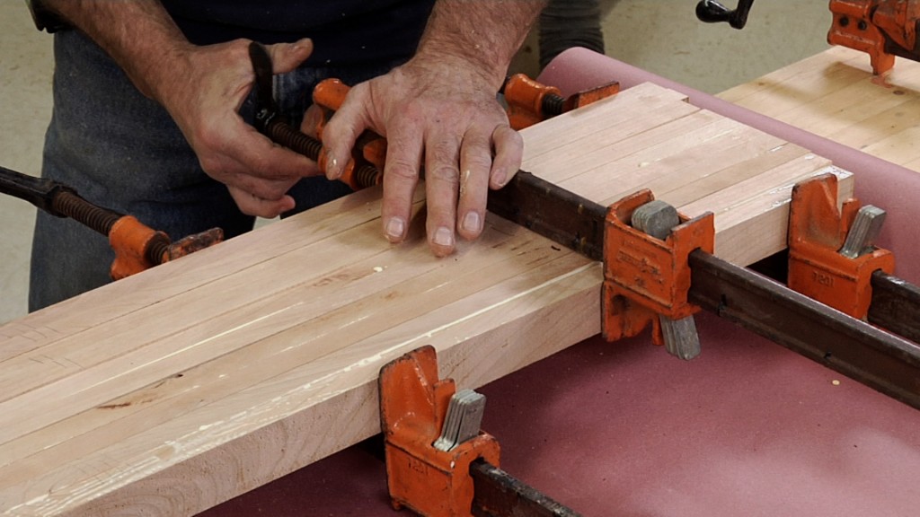 Clamps on wooden board