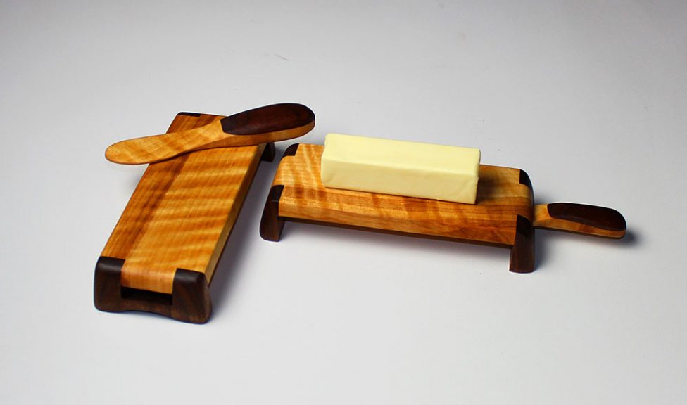 wooden butter board and spreader set