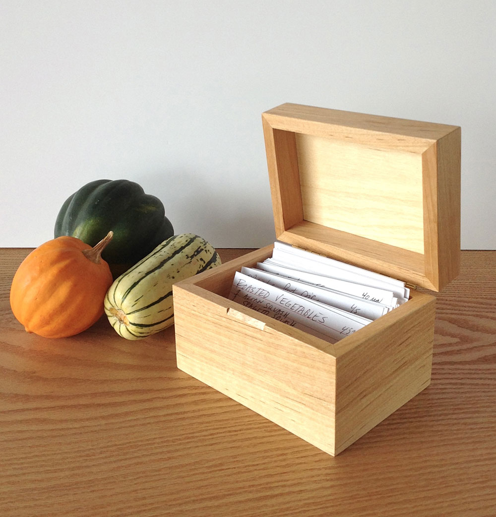 wooden recipe box