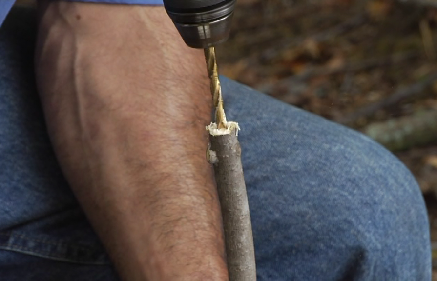 Drilling into a stick