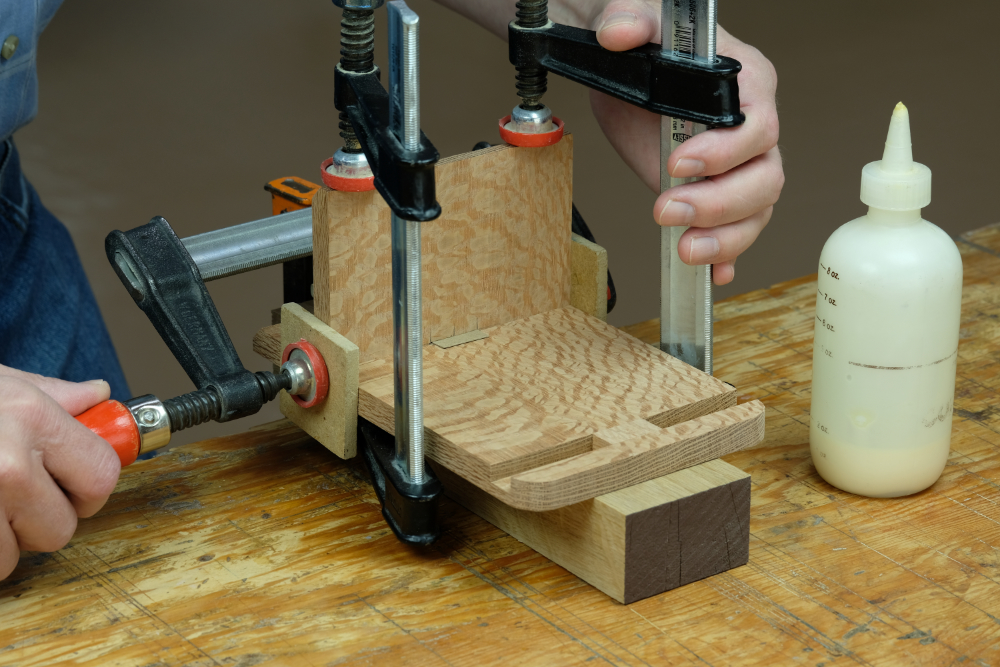 gluing and clamping wood pieces together