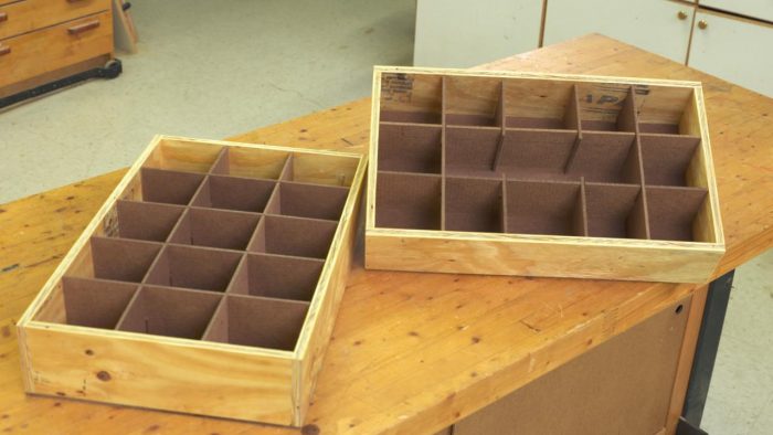 Wooden box with dividers