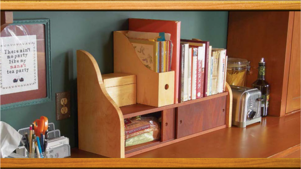 Wooden breadbox with shelf