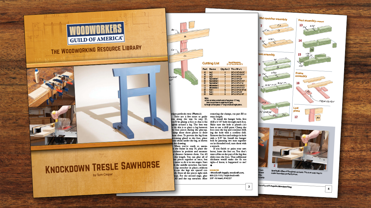Knockdown Trestle Sawhorse Plan WoodWorkers Guild of America