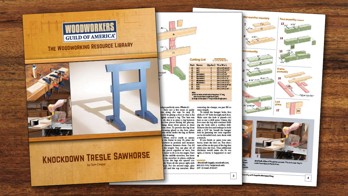 Knockdown tresle sawhorse plans