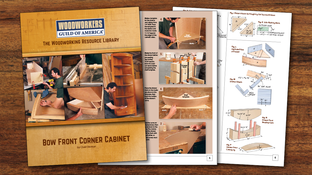 Bow front corner cabinet plan