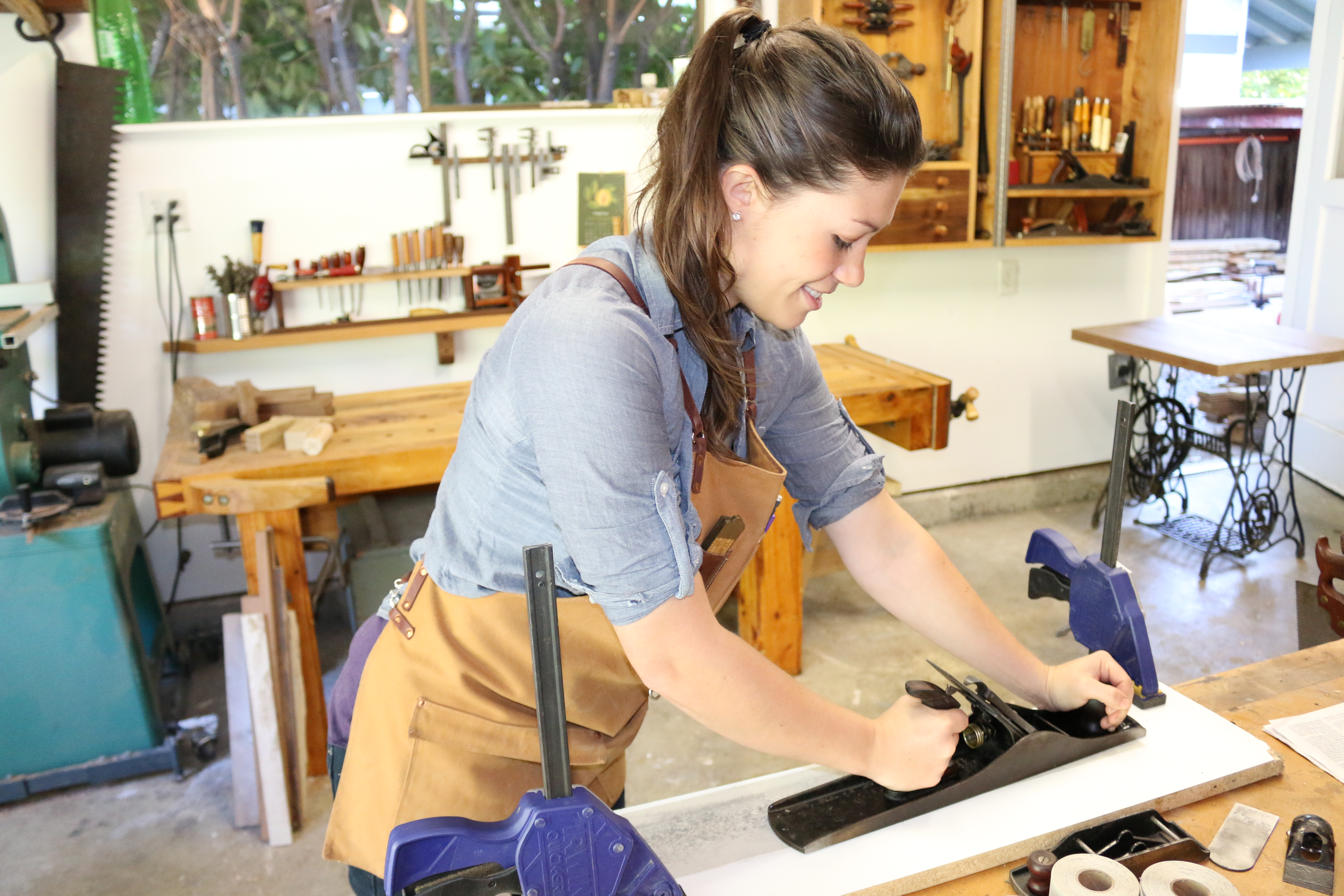 woman woodworking