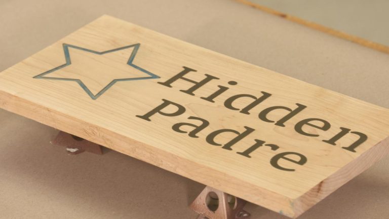 Wooden sign with text