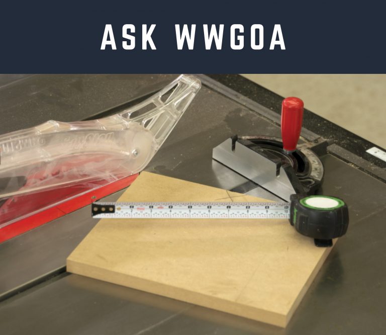 Ask WWGOA Text and a wood square and tape measure