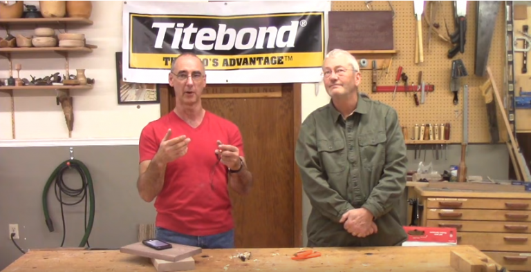 Two men in a wood workshop