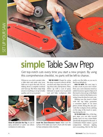Simple Table Saw Prep article