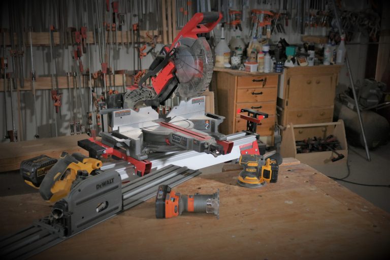 picture of cordless tools on a work table
