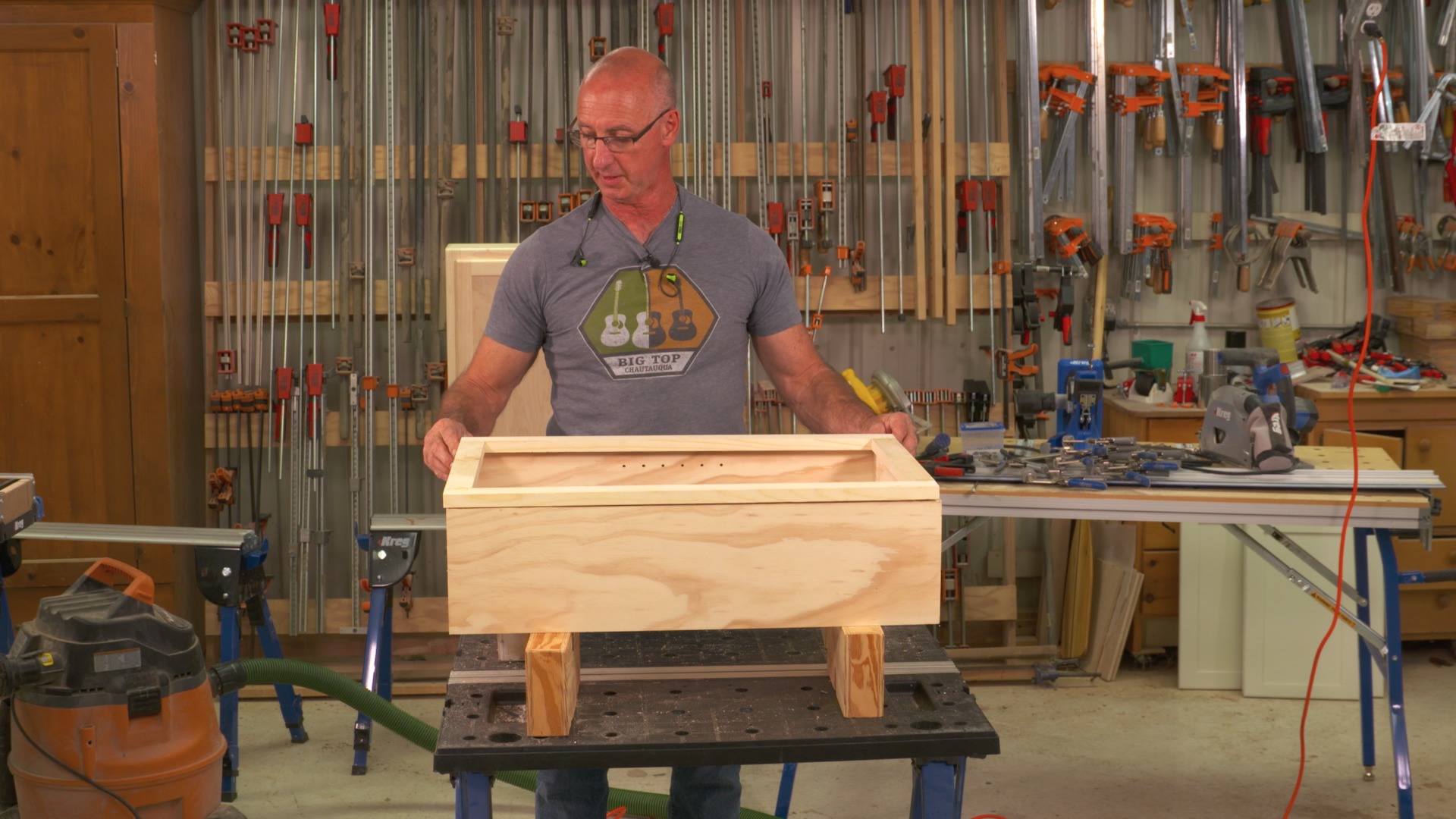 Man making a wooden box