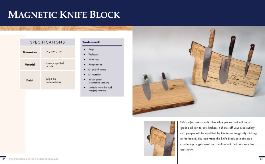 Magnetic Knife Block specifications and tools used