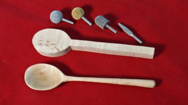 Wooden spoon template and completed one