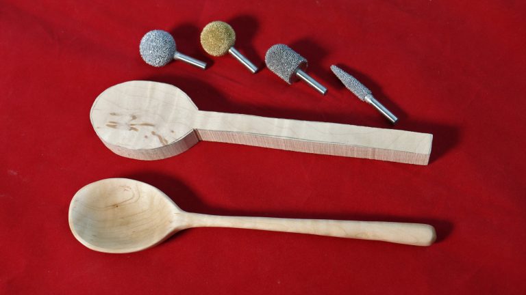 Wooden spoon template and completed one
