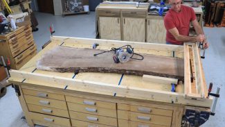 Leveling a large slab of wood
