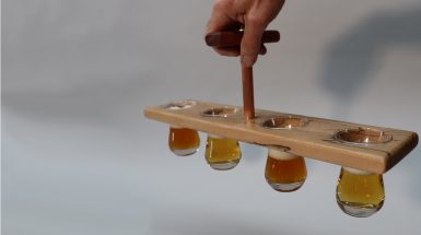 Home made wooden beer flight