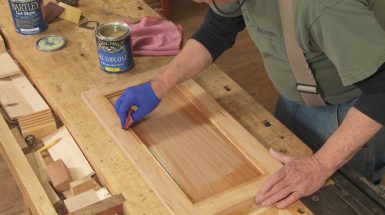 Staining a cabinet door