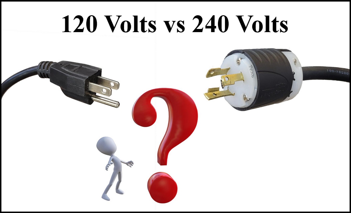 different voltage plugs with a question mark