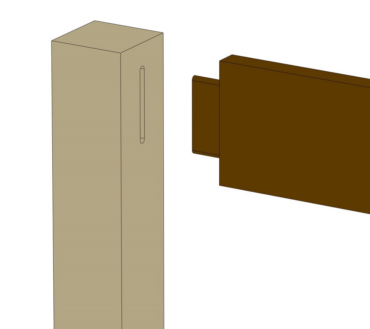 digital illustration of a mortise and tenon joint