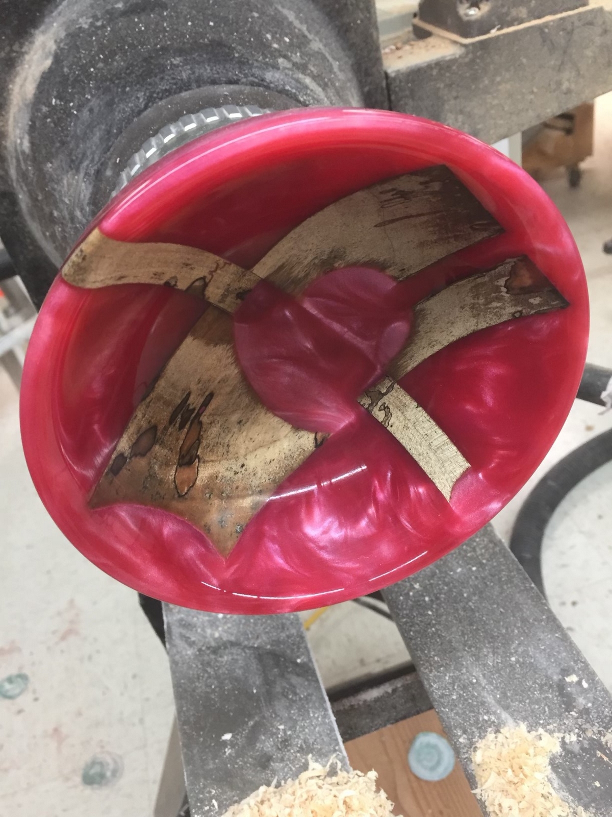 completed epoxy and wood bowl