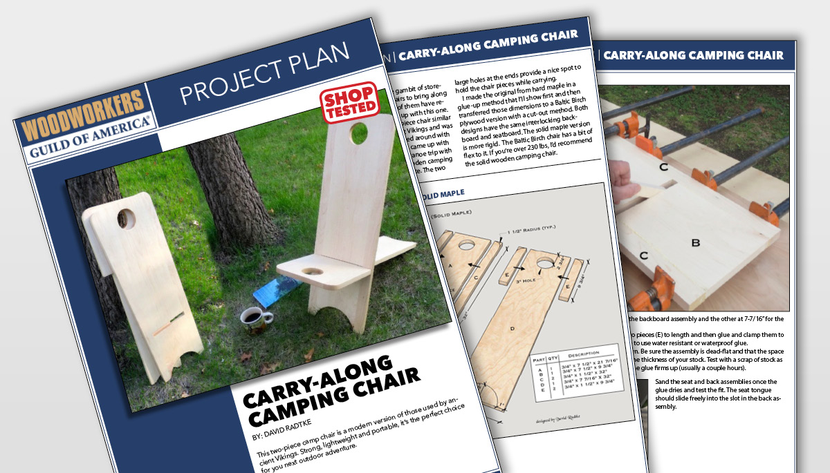 Project plan sheets for a carry-along camping chair