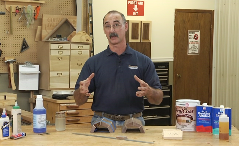 Man with wood working supplies