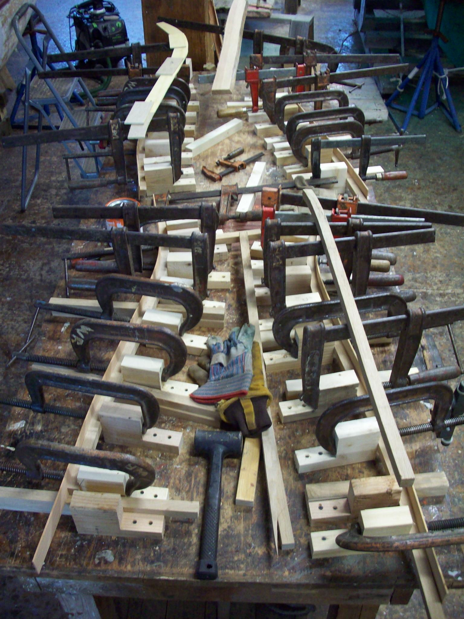 Steam bent parts holding blocks in place